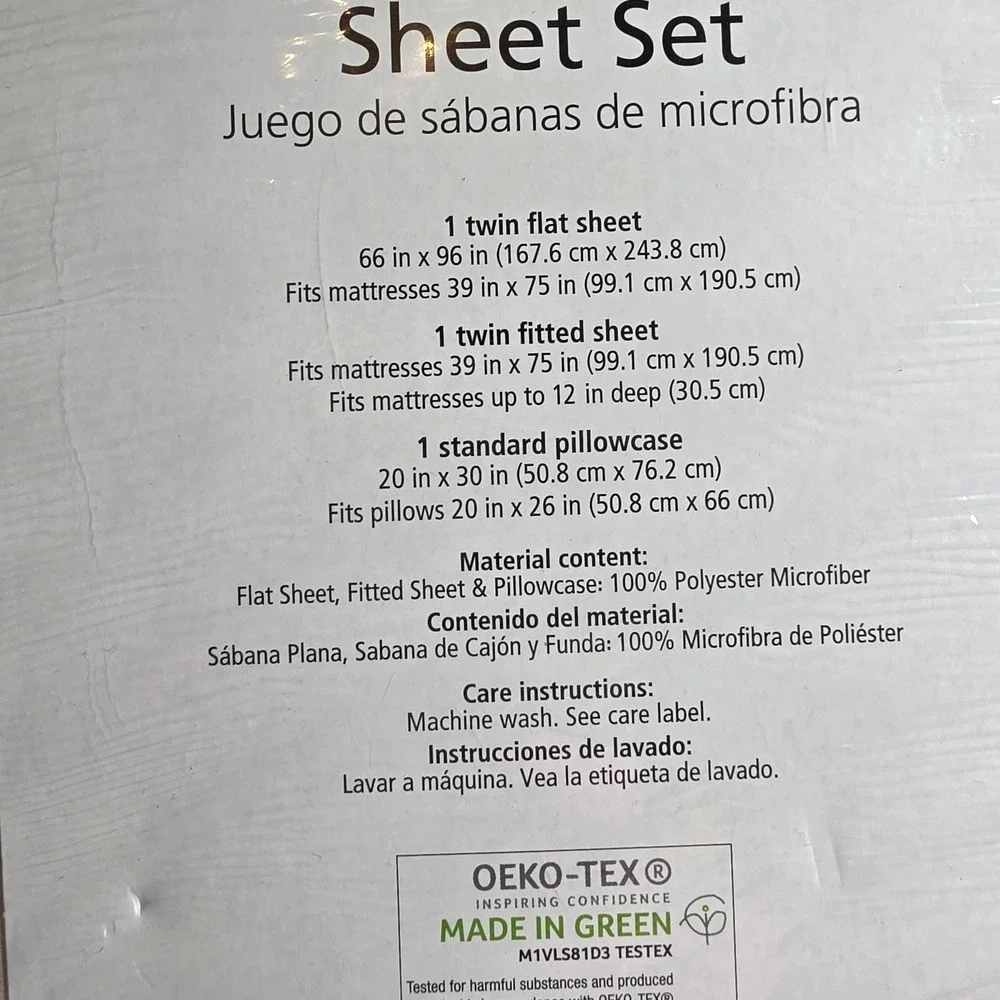 Mainstays Twin Microfiber Sheet Set Fresh Ivory 3 Piece MS45-002-301-01 O4